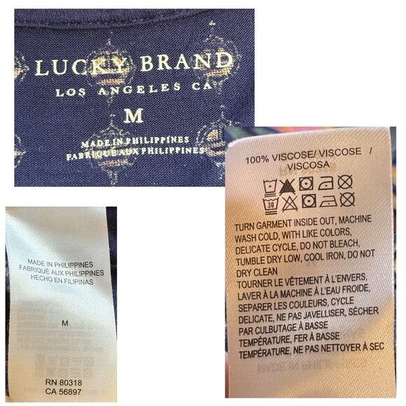 Lucky Brand Blue Persian Carpet Print Scoop Neck Tee Women’s Medium - Picture 11 of 11